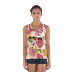 Cartoon Flowers Sport Tank Top  by designsbymallika