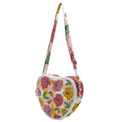 Cartoon Flowers Heart Shoulder Bag by designsbymallika