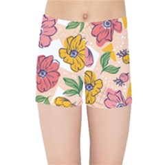 Cartoon Flowers Kids  Sports Shorts by designsbymallika