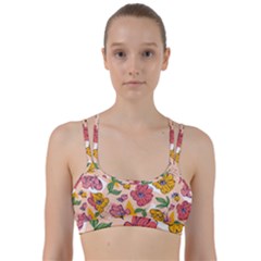 Cartoon Flowers Line Them Up Sports Bra by designsbymallika