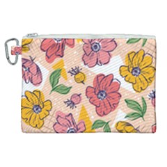 Cartoon Flowers Canvas Cosmetic Bag (xl) by designsbymallika