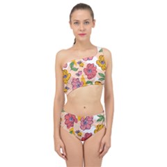 Cartoon Flowers Spliced Up Two Piece Swimsuit by designsbymallika