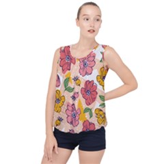 Cartoon Flowers Bubble Hem Chiffon Tank Top by designsbymallika