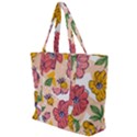 Cartoon Flowers Zip Up Canvas Bag View1