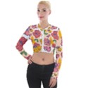 Cartoon Flowers Long Sleeve Cropped Velvet Jacket View1