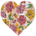 Cartoon Flowers Wooden Puzzle Heart View1