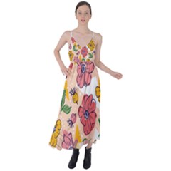 Cartoon Flowers Tie Back Maxi Dress by designsbymallika