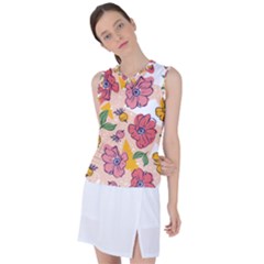 Cartoon Flowers Women s Sleeveless Sports Top by designsbymallika