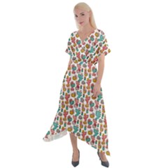 Cactus Love Cross Front Sharkbite Hem Maxi Dress