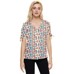 Cactus Love Bow Sleeve Button Up Top