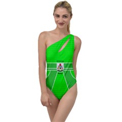 Bermuda Flag Swim Suit - Lime & Florescent Green To One Side Swimsuit by DistinctApparel