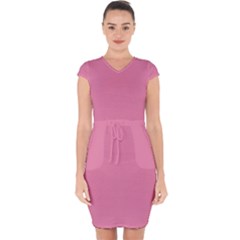 Aurora Pink Capsleeve Drawstring Dress  by FabChoice