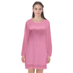 Aurora Pink Long Sleeve Chiffon Shift Dress  by FabChoice