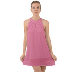 Aurora Pink Halter Tie Back Chiffon Dress by FabChoice