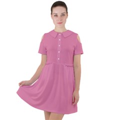 Aurora Pink Short Sleeve Shoulder Cut Out Dress  by FabChoice