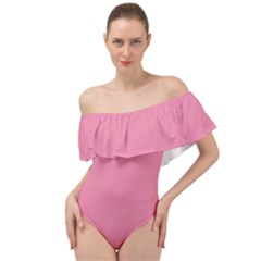 Aurora Pink Off Shoulder Velour Bodysuit  by FabChoice