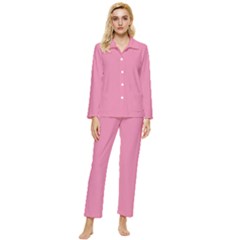 Aurora Pink Womens  Long Sleeve Pocket Pajamas Set