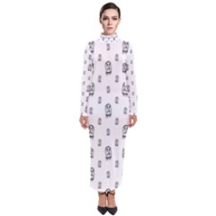 Sketchy Monster Pencil Drawing Motif Pattern Turtleneck Maxi Dress by dflcprintsclothing