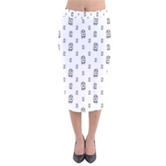 Sketchy Monster Pencil Drawing Motif Pattern Velvet Midi Pencil Skirt by dflcprintsclothing