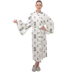 Sketchy Monster Pencil Drawing Motif Pattern Maxi Velour Kimono by dflcprintsclothing