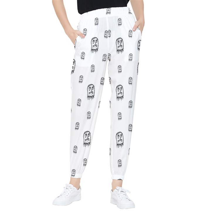 Sketchy Monster Pencil Drawing Motif Pattern Tapered Pants