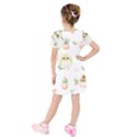 Owls on a white background with cacti Kids  Short Sleeve Velvet Dress View2