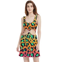 Bright Leopard  Velvet Cutout Dress