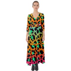 Bright Leopard  Button Up Boho Maxi Dress