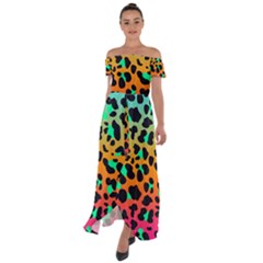 Bright Leopard  Off Shoulder Open Front Chiffon Dress by TanitaSiberia