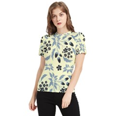 Folk Flowers Art Pattern Floral  Surface Design  Seamless Pattern Women s Short Sleeve Rash Guard