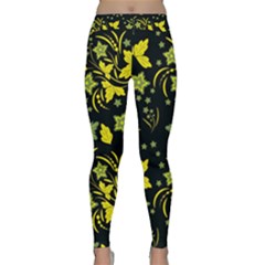 Folk Flowers Art Pattern Floral  Surface Design  Seamless Pattern Classic Yoga Leggings by Eskimos