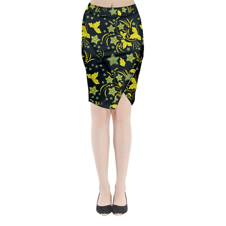 Folk flowers art pattern Floral  surface design  Seamless pattern Midi Wrap Pencil Skirt