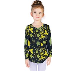 Folk Flowers Art Pattern Floral  Surface Design  Seamless Pattern Kids  Long Sleeve Tee