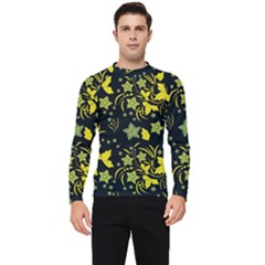 Folk Flowers Art Pattern Floral  Surface Design  Seamless Pattern Men s Long Sleeve Rash Guard by Eskimos