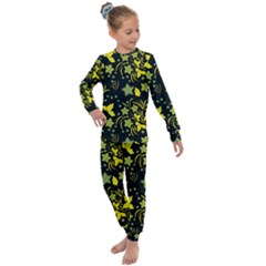 Folk Flowers Art Pattern Floral  Surface Design  Seamless Pattern Kids  Long Sleeve Set  by Eskimos