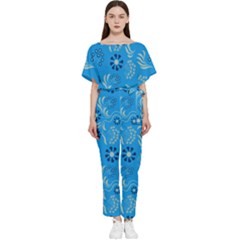 Folk Flowers Art Pattern Floral  Surface Design  Seamless Pattern Batwing Lightweight Jumpsuit