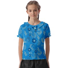 Folk Flowers Art Pattern Floral  Surface Design  Seamless Pattern Kids  Frill Chiffon Blouse