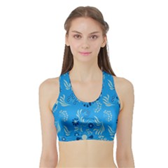 Folk Flowers Art Pattern Floral  Surface Design  Seamless Pattern Sports Bra With Border by Eskimos