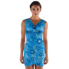 Folk Flowers Art Pattern Floral  Surface Design  Seamless Pattern Wrap Front Bodycon Dress