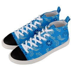 Folk Flowers Art Pattern Floral  Surface Design  Seamless Pattern Men s Mid-top Canvas Sneakers by Eskimos