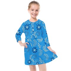 Folk Flowers Art Pattern Floral  Surface Design  Seamless Pattern Kids  Quarter Sleeve Shirt Dress by Eskimos