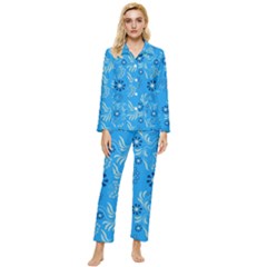 Folk Flowers Art Pattern Floral  Surface Design  Seamless Pattern Womens  Long Sleeve Pocket Pajamas Set