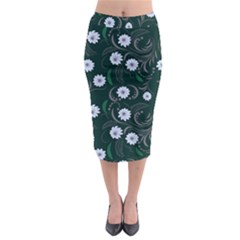 Folk Flowers Art Pattern Floral  Surface Design  Seamless Pattern Midi Pencil Skirt by Eskimos