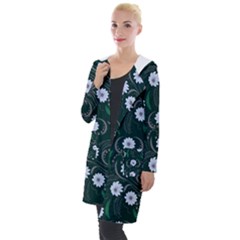 Folk Flowers Art Pattern Floral  Surface Design  Seamless Pattern Hooded Pocket Cardigan by Eskimos