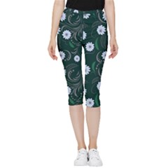 Folk Flowers Art Pattern Floral  Surface Design  Seamless Pattern Inside Out Lightweight Velour Capri Leggings  by Eskimos