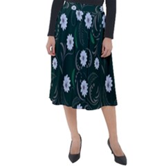 Folk Flowers Art Pattern Floral  Surface Design  Seamless Pattern Classic Velour Midi Skirt  by Eskimos