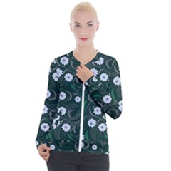 Folk Flowers Art Pattern Floral  Surface Design  Seamless Pattern Casual Zip Up Jacket by Eskimos