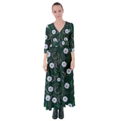 Folk Flowers Art Pattern Floral  Surface Design  Seamless Pattern Button Up Maxi Dress by Eskimos