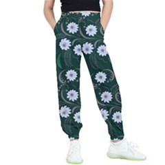 Folk Flowers Art Pattern Floral  Surface Design  Seamless Pattern Kids  Elastic Waist Pants