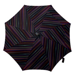 Dark Multicolored Striped Print Design Dark Multicolored Striped Print Design Hook Handle Umbrellas (large)